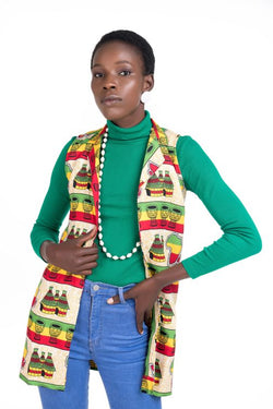 African Print Nana Sleeveless Jacket - www.makula.store