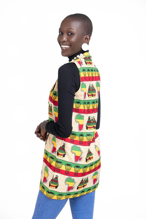 African Print Nana Sleeveless Jacket - www.makula.store