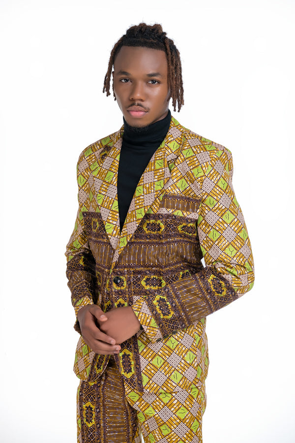 Tema Men’s African Print Coat Green - www.makula.store